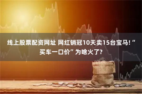 线上股票配资网址 网红销冠10天卖15台宝马!“买车一口价”为啥火了?